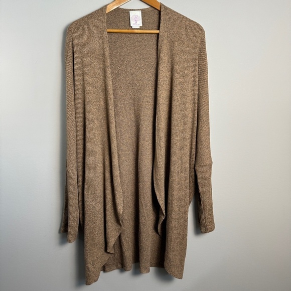 Freeloader Women's Tan/Brown Open Long Sleeve Duster Cardigan Sweater Size M/L - Picture 1 of 12